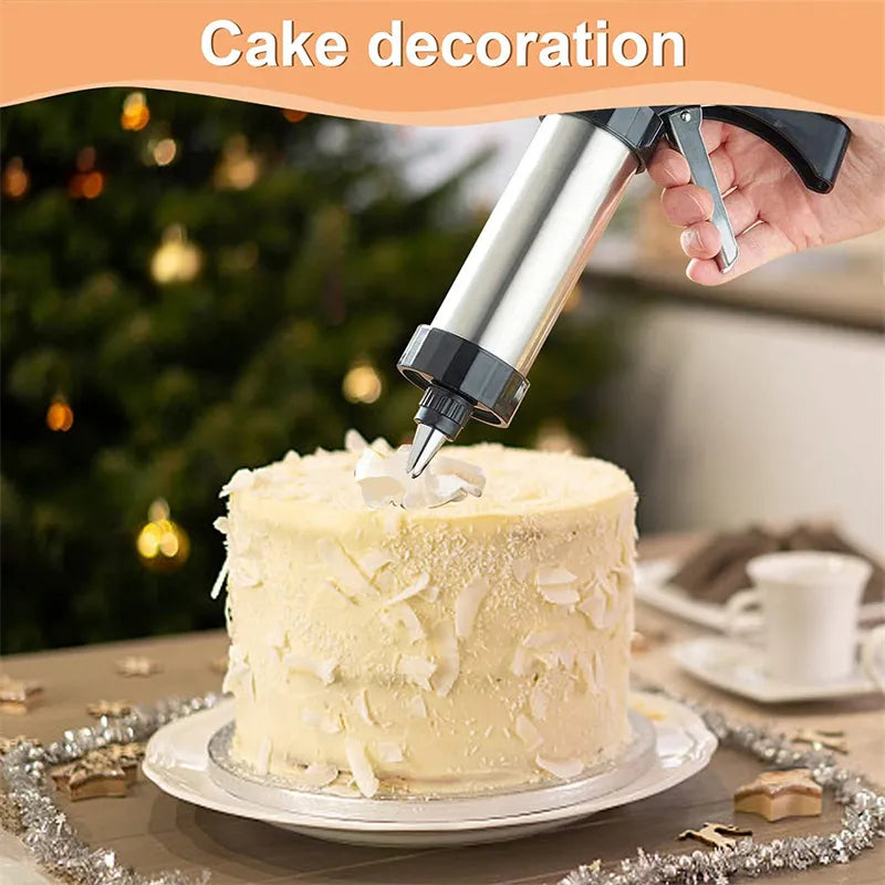 Stainless Steel Cake Cream Decorating Gun Sets Cookie Making Machine Nozzles Mold Pastry Syringe Extruder Kitchen Baking Tools